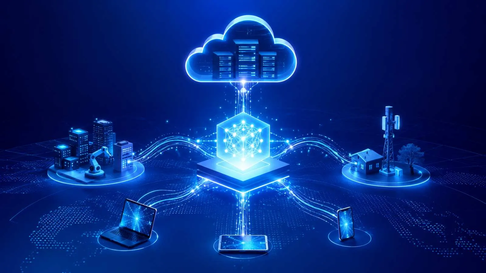 Illustratie: Architectuur van Hybrid Cloud/Edge LLM API Integraties